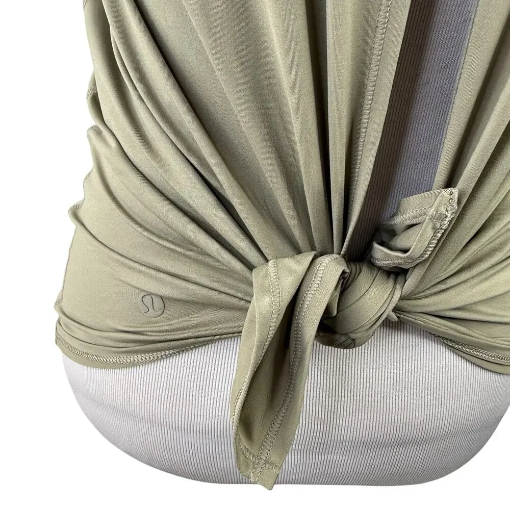 Lululemon Women's Green All Tied Up High Neck Tank Top Shirt